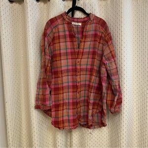 Free people summer daydream plaid button down tunic